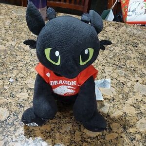 Black Dragon Plush Toy with Red Shirt